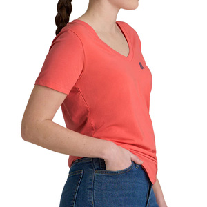 Camiseta de Manga Corta con Cuello en V para Mujer, Ecológica, 100% Algodón Orgánico, Sin Tejer, con Logotipo, Secado Rápido y Transpirable, Informal de Verano - Product Image 3