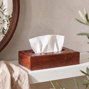 Boîte à mouchoirs et étui à serviettes en bois vintage, distributeur de mouchoirs rustique fait main avec recharge facile pour usage domestique et hôtelier - Product Image 1