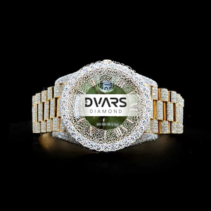 Montre analogique à quartz de luxe de qualité supérieure, style Hip Hop, avec cadran à aiguilles numériques vertes taillées en moissanite, bracelet en alliage de 20 mm – En promotion - Product Image 2