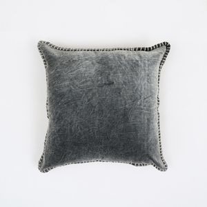 Cuscino Decorativo in Velluto di Cotone Stonewashed 19X19 con Bordi Cuciti a Mano - Product Image 1