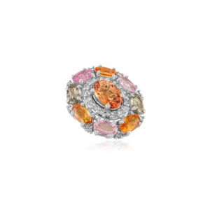 Colgante Ovalado de Diseño con Racimo de Zafiros Multicolores, Joyería Fina Hecha a Mano en Plata de Ley 925 para Mujer, Ideal para Fiestas - Product Image 3