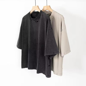 Glory Custom <b>Acid</b> Wash Boxy Style Distressed T Shirt Premium Quality Fabric <b>Drop</b> Shoulder T Shirt For Casualwear For Unisex - Product Image 5