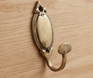 Artisanal Antique Brass Wall <b>Hook</b> <b>with</b> Oval Backplate Vintage Style Single <b>Hook</b> For Clothing Storage Stylish Wall Accent - Product Image 1