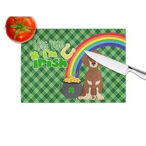 Grande taille St. Patrick's Day Chocolat Crème Teckel Planche à découper décorative en verre trempé Assiettes de service de cuisine - Product Image 4