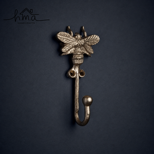 Solid Brass Double Wall <b>Hook</b> with Pearl Flower Design <b>Decorative</b> <b>Coat</b> Towel Robe Key Hat Bag Holder Vintage Home Decor - Product Image 4