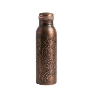 Botella de Agua de Cobre Duradera de Color Oscuro Tallada a Mano, Diseño Portátil, para Beber Agua en Casa - Product Image 1