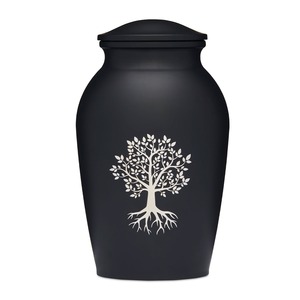 Urna Funeraria Plateada Árbol de la Vida para Cenizas de Adultos, Urna Conmemorativa Grande de Aluminio para Cenizas Humanas con Tapa y Bolsa de Terciopelo Gratis - Product Image 2