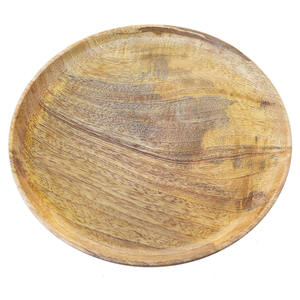 Plateau de service rond en bois de manguier de qualité supérieure gravé au laser Assiette de service en bois massif pour les collations, le dîner et le service de fruits - Product Image 6