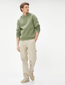 Sweat-shirt à capuche pour homme, vert uni, coupe oversize, 100% coton molletonné, décontracté, pour l'automne, avec poches, anti-rétrécissement, 370g, fermeture éclair - Product Image 3
