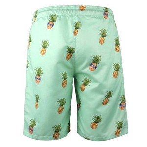 Shorts de Baño para Hombre, Color Verde Menta, Estampado de Piña, Secado Rápido, con Cierre de Cordón, Estilo Casual - Product Image 2