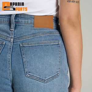 Shorts en jean taille haute pour femme, mi-cuisse, décontractés d'été, brodés, délavés, coupe skinny droite, respirants - Product Image 4