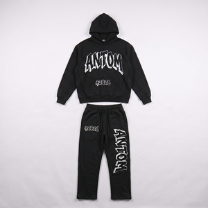 Custom Plus Size Winter Sweatsuit <b>Men's</b> 100% Cotton Anti-Bacterial Breathable Quick Dry <b>Pullover</b> Hoodie Screen Printed Logo - Product Image 3