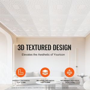 Pannelli per Controsoffitto in PVC Premium, Confezione da 12, 60x60 cm, Facile Installazione, Taglio Senza Colla - Product Image 4