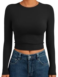 Camiseta de mujer estilo hip hop, de tela de alta densidad, corte holgado, top corto, algodón grueso, ropa urbana, manga larga. - Product Image 4
