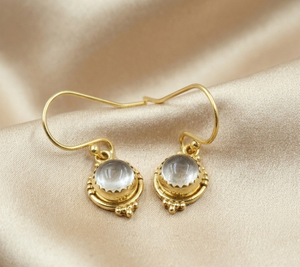 Pendientes colgantes de cristal blanco natural, plata de ley 925, chapados en oro rosa y oro amarillo, joyería boho hecha a mano para regalo de Navidad - Product Image 2