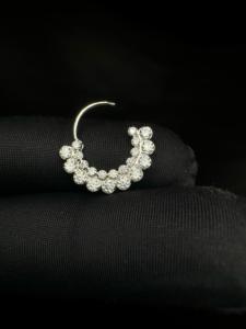 Apsara Lab Grown Diamond <b>Hoop</b> <b>Ring</b> with Invisible Setting in 14K Gold for Septum and Daith Piercing - Product Image 4