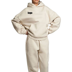 Ensemble de survêtements pour femmes de haute qualité, couleurs unies, coupe ample, pantalon à taille haute élastique, hauts, deux pièces, pour l'hiver - Product Image 2