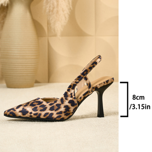 Leopard Print Slingback Stilettos - Pointed Toe High Heel Pumps for Women - Product Image 6