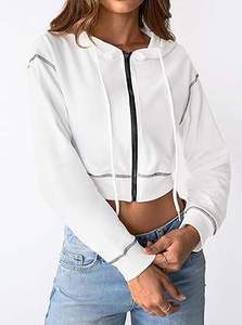 Sudadera con capucha corta informal de primera calidad para mujer, sudadera con capucha de forro polar de manga larga con ajuste cómodo y estilo moderno - Product Image 2