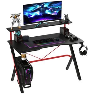 Scrivania da Gaming da 47 Pollici con Ripiano Rialzato per Monitor e Portabicchieri Girevole per Postazione di Lavoro e Ufficio Domestico - Product Image 1