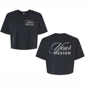 Camiseta Corta para Mujer, Negra, Manga Corta, Cuello Redondo, Corte Holgado, Informal, con Estampado de Letras, 100% Algodón Jersey, Impresión por Transferencia de Calor - Product Image 2