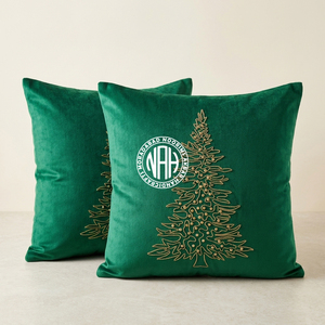 Beige Square Christmas Tree Embroidered Cushion <b>Cover</b> Gold Decorative Throw <b>Pillow</b> <b>Cover</b> Luxury Home Decor - Product Image 2