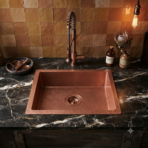 Handcrafted Hammered Copper <b>Kitchen</b> Basins Single Bowl Farmhouse <b>Apron</b> Front with Drain Flange Undermount OEM Wholesale - Product Image 3