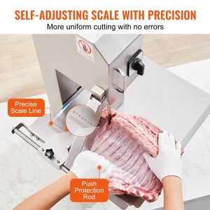 Sega a nastro elettrica commerciale da 2200W per carne, in acciaio inossidabile, con piano di lavoro da 47 cm x 53 cm e taglio di 18 cm, nuova sega da banco per ossa - Product Image 4