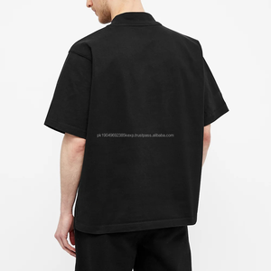 280 Grams Custom Heavy Thick <b>High</b> <b>Collar</b> Big and Tall Fit Mock Neck Black Drop Shoulder 100% cotton, T-<b>shirt</b> for <b>men</b>, loose fit - Product Image 1