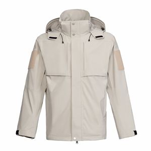 <b>Men's</b> Winter Thick Zipper Canvas Windbreaker Hooded <b>Jacket</b> Waterproof & Breathable with Pattern for <b>Cycling</b> Running OEM Service - Product Image 1