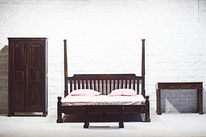 SUREN SPACE Solid Wood Traditional Hotel <b>Bed</b> <b>Platform</b> Design Modern Contemporary Farmhouse Style Durable Furniture Rajasthan - Product Image 1