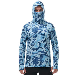 Camiseta Deportiva con Capucha para Hombre, Diseño de Pesca, Protección Solar UPF 50, Manga Larga, 100% Poliéster y Spandex, Ropa de Pesca - Product Image 3