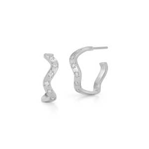 <b>Small</b> Diamond Huggie Starburst Dome Hand Engraved Star Set Round Cut Lab Grown <b>Hoop</b> Earrings Everyday Jewelry 14K 18K Solid <b>Gold</b> - Product Image 5
