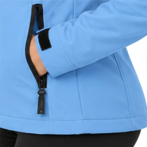 Chaqueta de exterior con capucha para mujer, de softshell, con cremallera completa, diseño de capucha ajustable, bolsillo seguro en el pecho, almacenamiento lateral práctico, ajuste flexible - Product Image 6