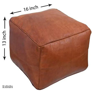 Leather Square Pouf Footstool Upholstered in Brown Faux Leather for the Living Room Bedroom and Kids Room - Product Image 2