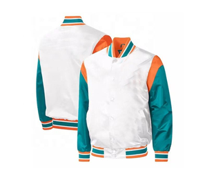 Vestes pour femmes avec logo personnalisé, veste bomber en satin avec poche, veste de baseball varsity pour femmes, vestes pour hommes - Product Image 4