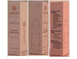 Botella de Agua Portátil Reutilizable Hecha a Mano con Cobre Puro al 99.9%, 950-1000ml, Recipiente Ayurvédico para Bienestar, Bolsa de Yute Ecológica, Caja de Regalo - Product Image 3