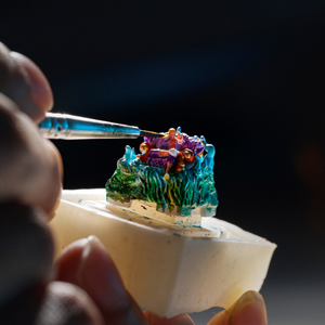 <b>Keycaps</b> Mystical Forest <b>Artisan</b>, Custom <b>Artisan</b> <b>Keycaps</b>, <b>Keycaps</b> Anime Cute, Green <b>Keycaps</b>, <b>Keycaps</b> Set, Wooden <b>Keycaps</b> - Product Image 1