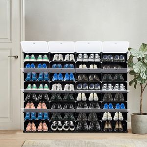 Scarpiera Portatile a 8 Livelli per 64 Paia, Organizzatore a Torre con 32 Scomparti, Mobile Contenitore Espandibile per Tacchi, Stivali e Ciabatte B - Product Image 3