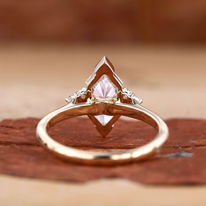 Bague de fiançailles en moissanite taille marquise, bague vintage en diamant, bague de mariée en or blanc, bague de promesse minimaliste - Product Image 3