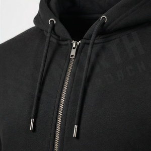 Ensemble de survêtement noir à capuche pour homme, sweat-shirt zippé et pantalon de jogging, couleur unie décontractée, 100 % coton respirant, idéal pour l'automne - Product Image 4