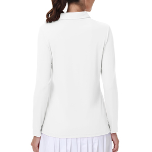 Camiseta Polo de Manga Larga para Mujer, Material de Poliéster Personalizado, Tela Elástica Cómoda, Ropa Casual de Negocios a la Moda - Product Image 4