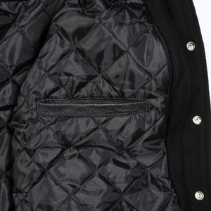 Veste de baseball varsity courte de qualité supérieure pour homme en cuir et laine, col montant, broderie, manches longues - Product Image 5