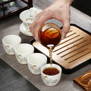Luxury Glass Finish <b>Tea</b> <b>Set</b> With Elegant Gold Detailing Premium <b>Tea</b> Cups Stylish Teapot Decorative Serving Tray - Product Image 2