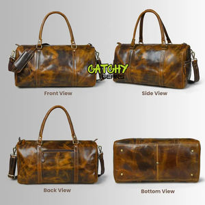 Genuine Leather Duffle Bag Large Travel Weekender Luggage Adjustable Strap & Durable Construction for Gym Sport & Trip Use - Product Image 6