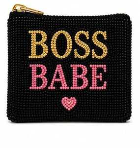 Pochette carrée noire perlée pour femme avec fermeture éclair, motif œil 'Catch Me Looking', porte-monnaie en perles de verre - Product Image 2