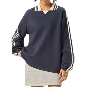 En Stock, Listo para Enviar, Ropa Urbana al por Mayor, ODM, Sudadera con Cuello Polo a Rayas de Color, 380 g/m², 100 % Algodón - Product Image 2