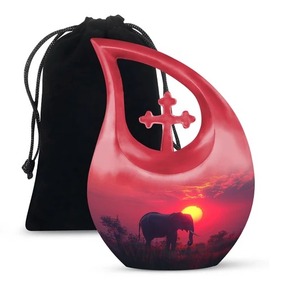Hermosa urna cruzada de cremación de pavo real para adultos para cenizas humanas, urna decorativa de recuerdo con bolsa de terciopelo gratis - Product Image 3