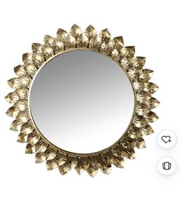 Round Bohemian Decorative Mirror With Gold Leaf <b>Frame</b> Handmade Brass Wall Mirror For Home Decor - Product Image 2