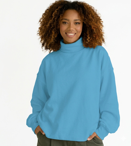 Women Winter Solid Casual Black Sweatshirts Oversize Heavyweight Mock Neck <b>Polyester</b> Cotton Mockneck Sweatshirt For Women - Product Image 3